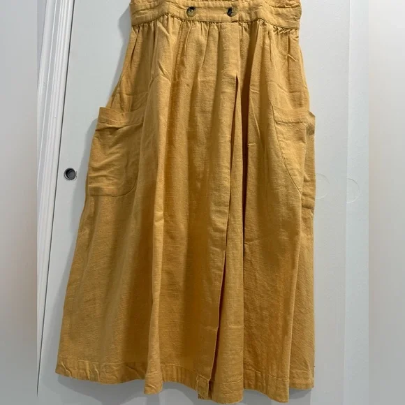 Free People / Women's Yellow Sleeveless Cotton Wrap Dress / Size M. - Picture 5 of 9